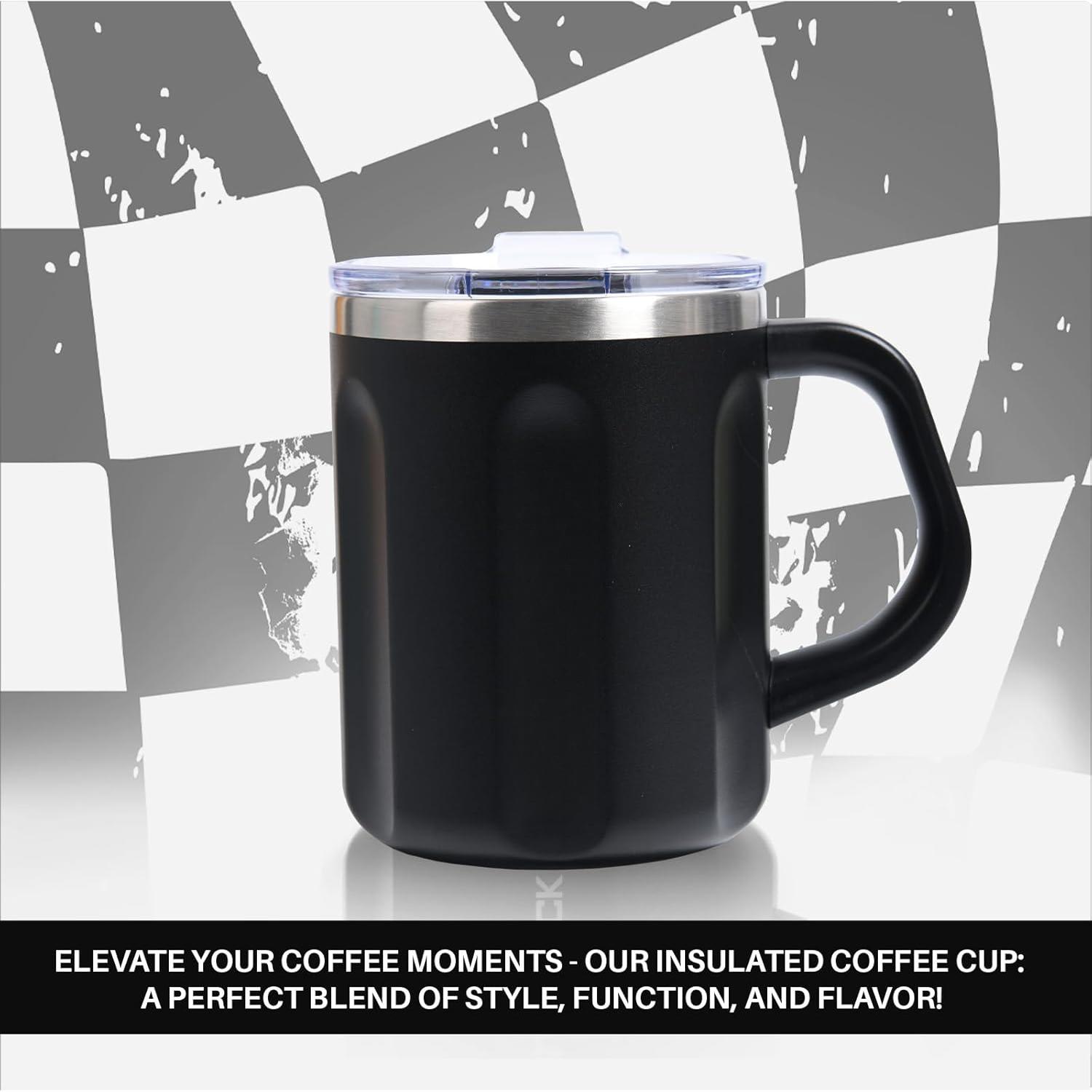 Stainless Steel Coffee Mug with Handle, 16 oz Double Wall Vacuum Insulated  Travel Mug Tumbler With Slider Lid, Great Tea Mug for Men and Women (Black)  - TikTok Shop