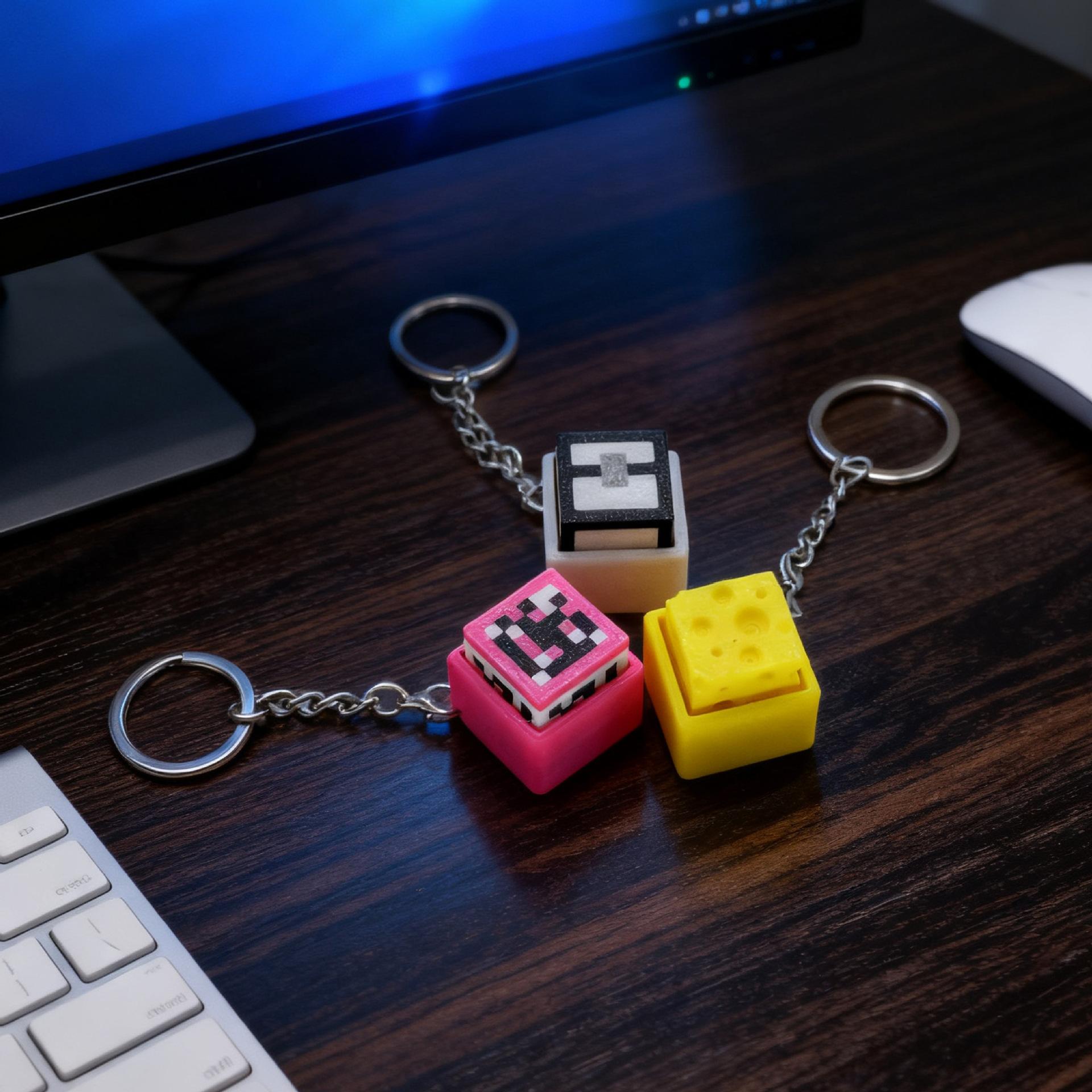 3D printed toy Minecraft stress-relief press-key mechanical keyboard feel clicker stress-relief keychain pendant