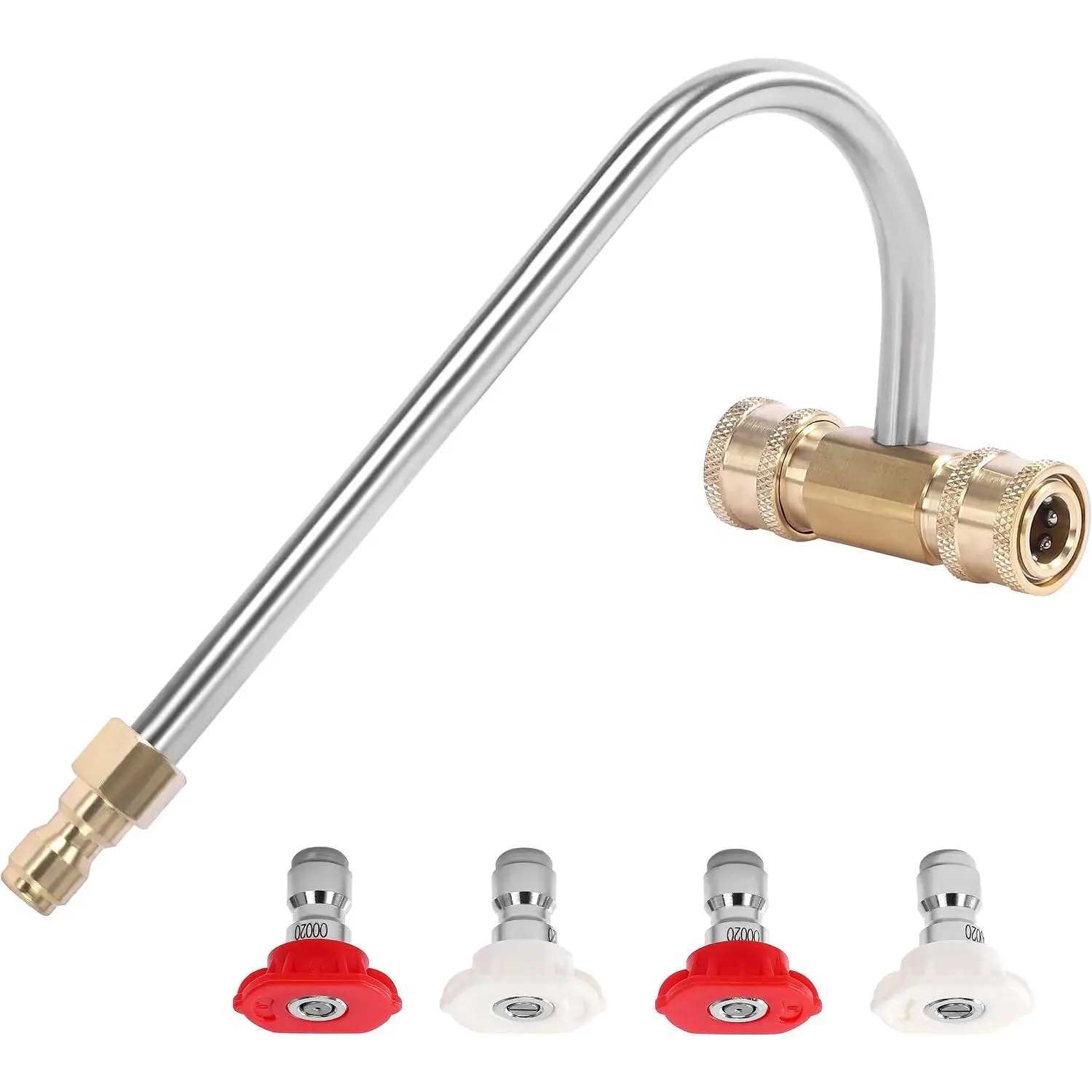 Washer Gutter Cleaner Attachment, 1/4 Inch Quick Connect | 4000 PSI, Gutter Cleaning for Power Washer with 4 Nozzles, 9 Inch