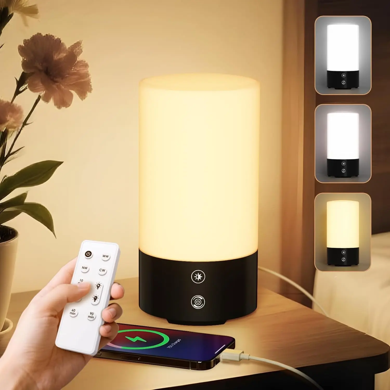 Light Therapy Lamp 10000 Lux Sun Lamp, UV-Free with 3 Color Temperatures, 4 Brightness & Timer, Remote Control, Sunlight for Home, Office, Shift Worker