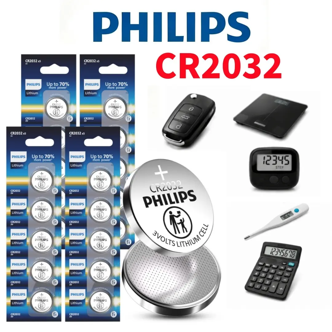 PHILIPS CR2032 Batteries 10 Pack, 2026 New Version Lithium 3V Coin Cell Batteries, Long Lasting Replacement Battery for Apple AirTag, Car Remote  Smartphones Smartphones Walkie Durable Durable