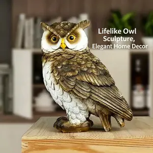 Resin Owl Bird Repellent Ornament, Outdoor Garden Decor, Cute Animal Statue for Patio, Farmyard, TV Cabinet, Desk Decoration