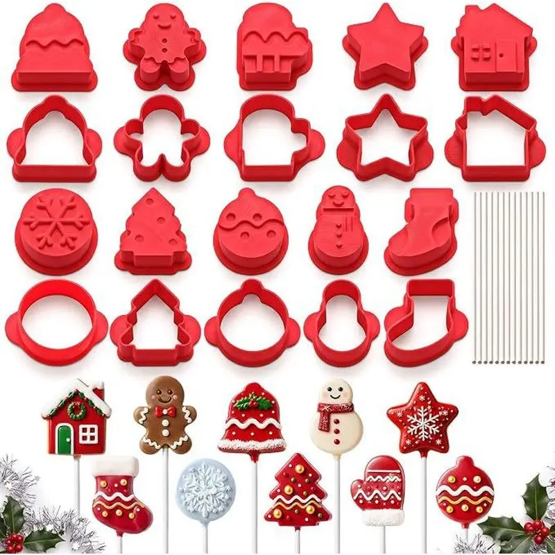 Christmas Cookie Cutter Mold, Easy-To-Use Tool for Socks, Snowman, Hat, Gloves, House Shapes, Durable, Quick Molding, Perfect Gift, Cookie Shaper
