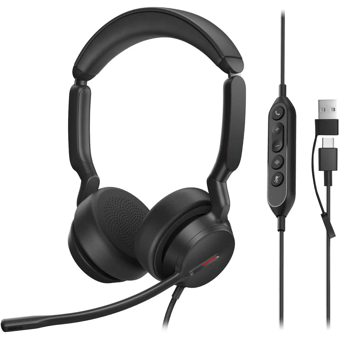 UH44 Wired USB Headset for Work, USB-C/A, 2 Noise-Canceling Mics | wired headphones with microphone for work,usb headset for pc laptop,office headset,work from ,busy light,inline controls