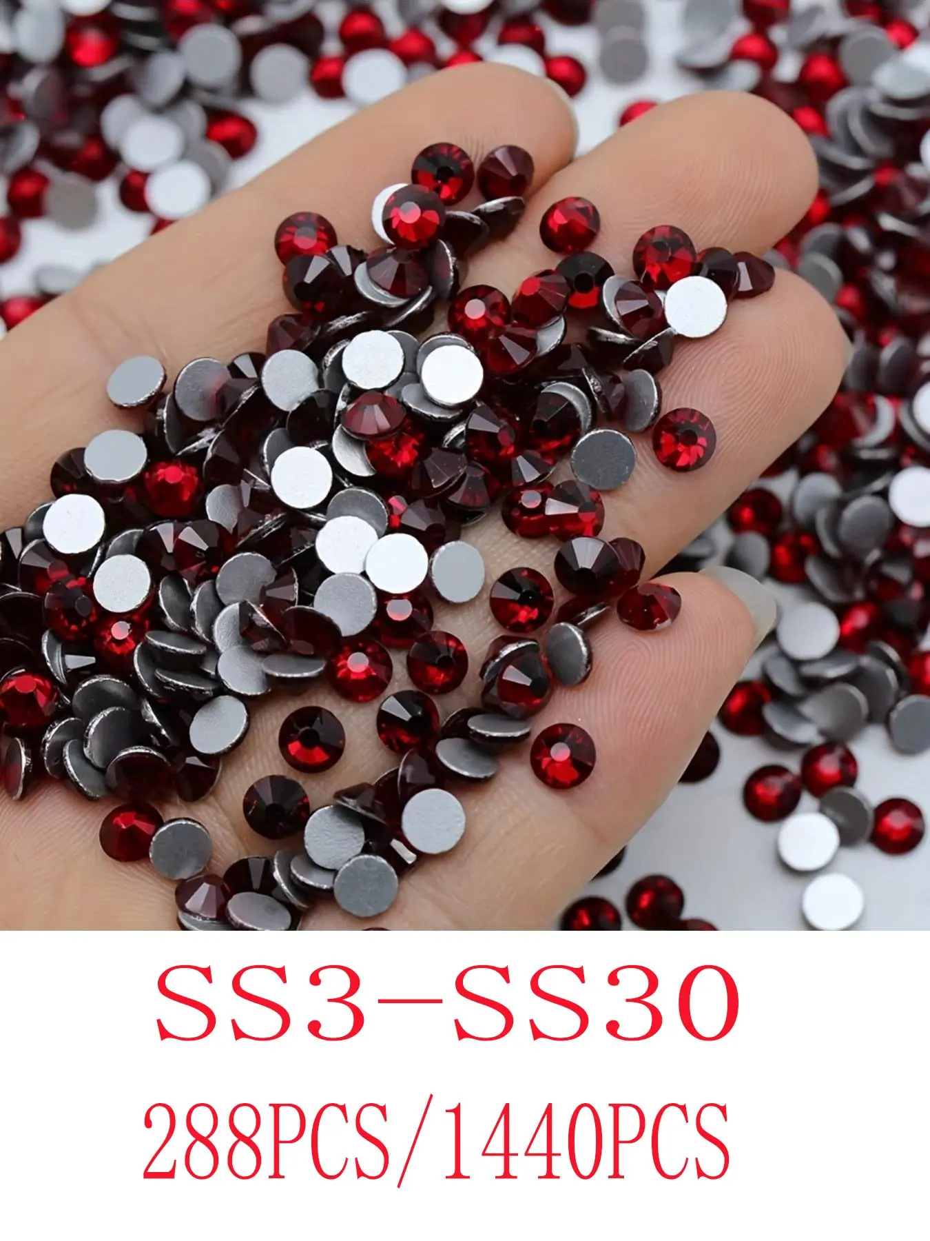 Halloween Blood Color Dark Siam Strass Crystal SS3-SS20 Non-Fix Nail Art Accessories Flatback Rhinestones for Clothing Embellishments - (Dark Siam)