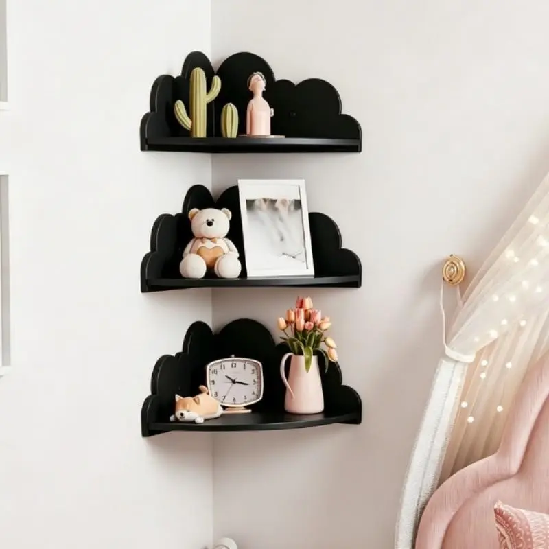 Wooden Cloud-Shaped Wall Shelf, Handcrafted Wooden Wall Mount Decor, Unique Home Decoration, Space-Saving Storage Solution