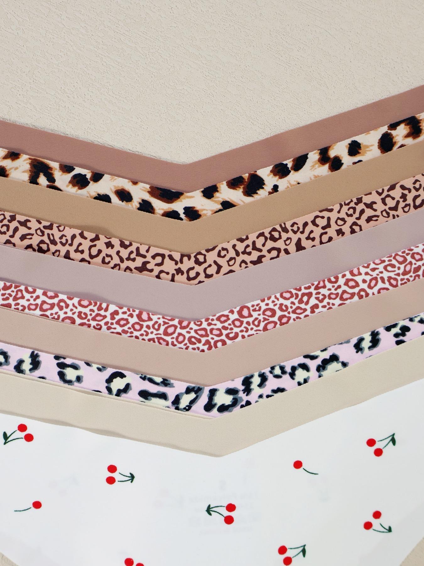 Women's Floral Heart Leopard Print Underwear Set, 3/4/6/7/8/10/12 Pieces, Casual Fitted Design, All Seasons Comfortable Panties