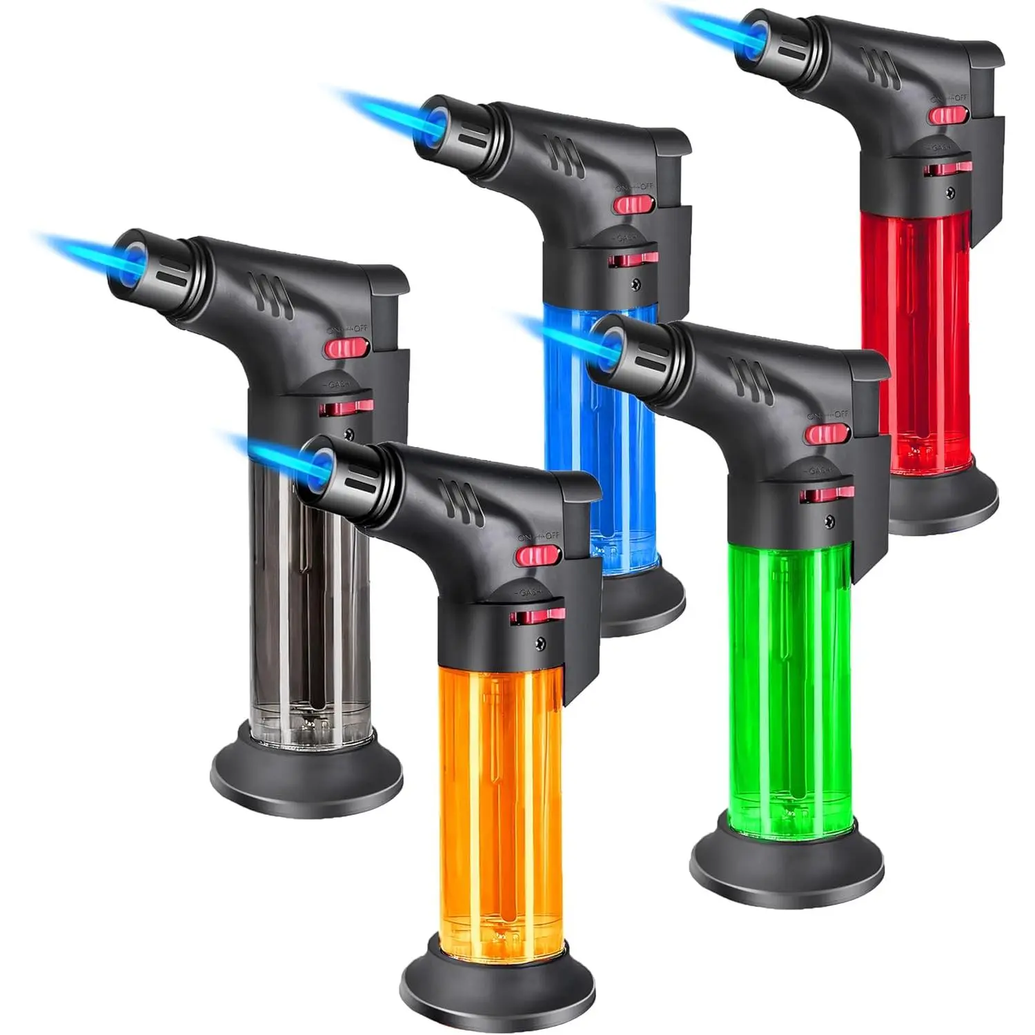 5 Pack Lighters Butane Refillable Lighter Jet Multi Lighter Mini Blow Butane Gas for Candle Grill BBQ Camping (Fuel)