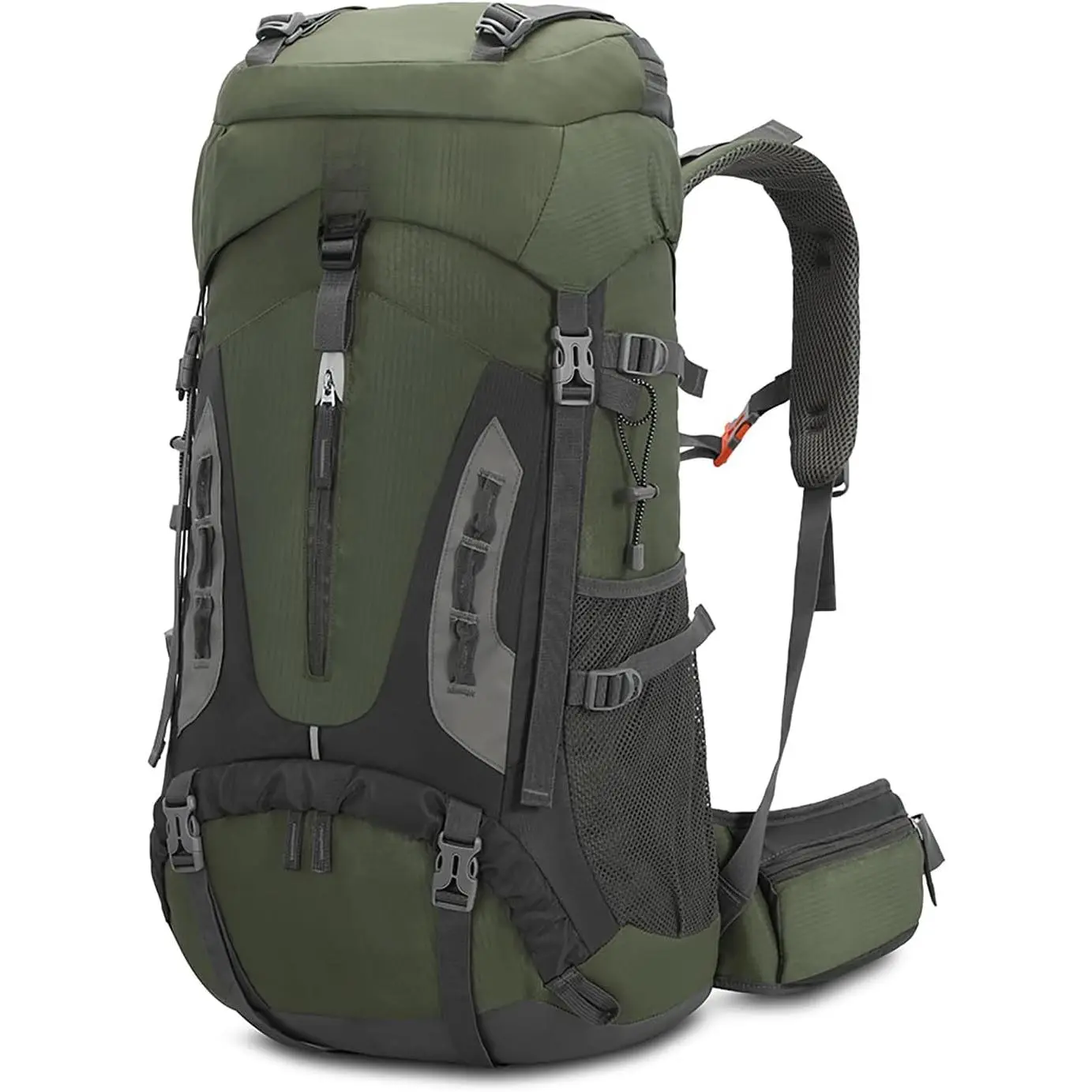 60L Hiking Camping Backpack with Rain Cover, Waterproof Large Capacity Outdoor Sport Travel Daypack Climbing Touring (Army Green)