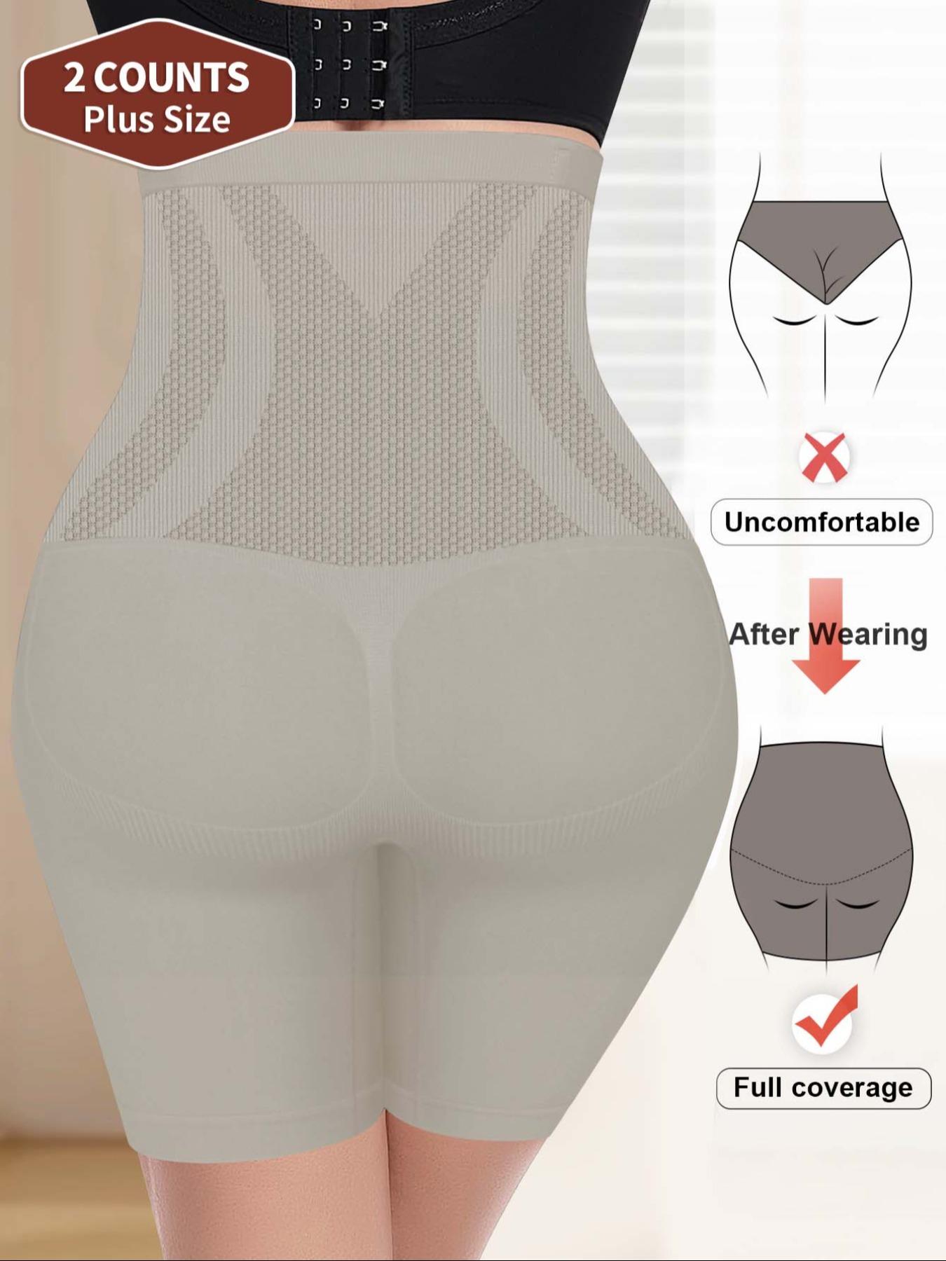 2-Pack MEIYATING  Women's Plus Size High-Waist Control Underwear, Seamless Shapewear Panties, Butt Lifting Leg Sculpting, Premium Quality