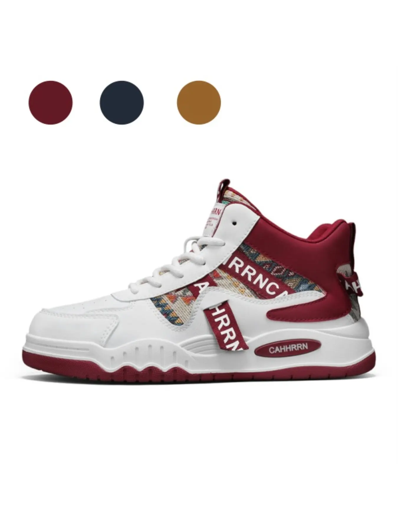 Men's White-Blue Color-Block High-Top Casual Sneakers, Height Boosting Sneaker, Leather Splicing, Height-Increasing & Anti-Slip, Shock Absorption & Rebound, Trendy Versatile Athletic Sports Shoes, Footwear