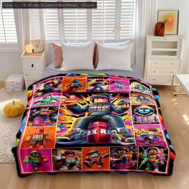 Roblox Cartoon Game Fleece Blanket Colorful Design With Fun Characters Fhlh96nyum Resize Jpeg 800 800 