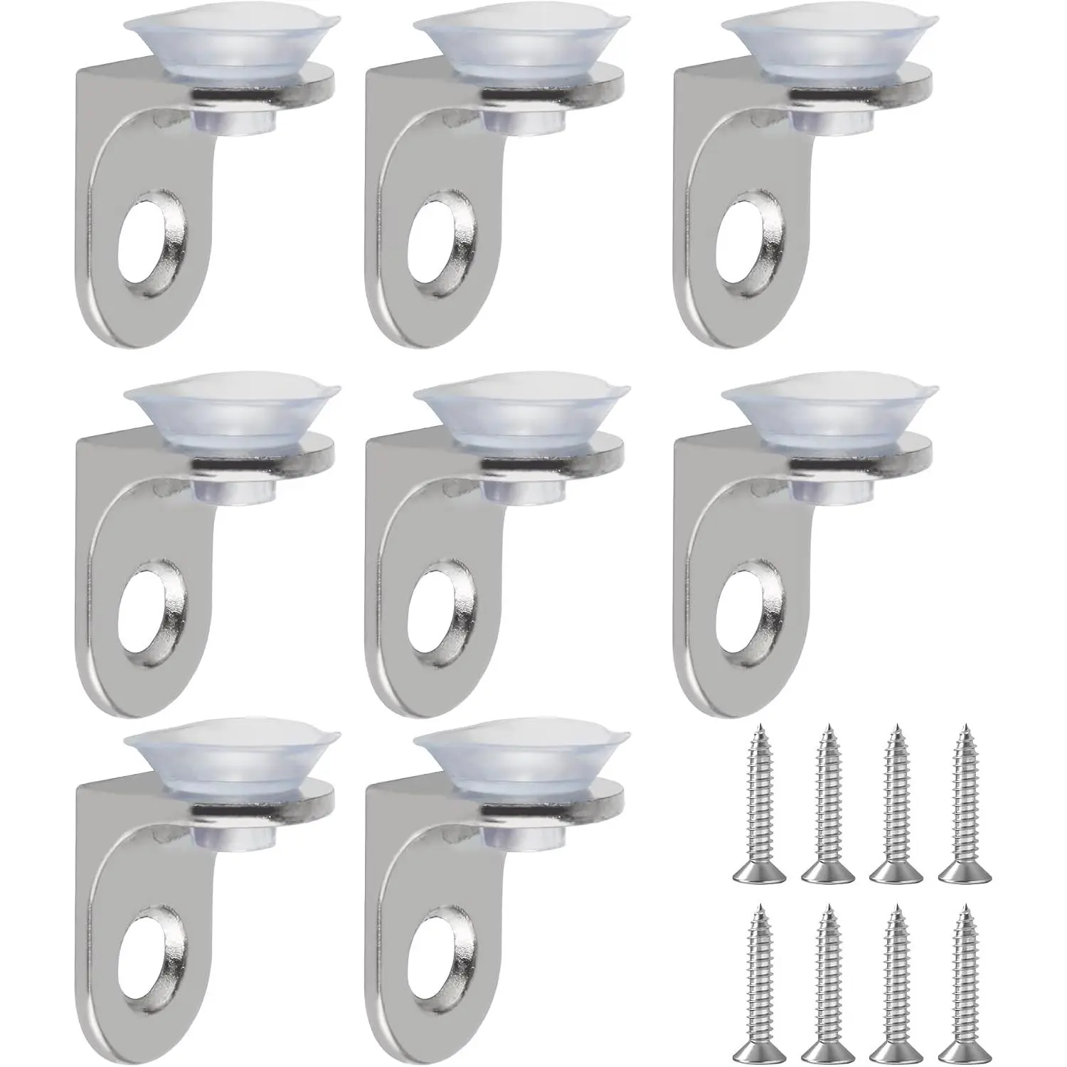 8 count Cabinet Shelf Pegs Glass Shelf Bracket with Suction Cup | Zinc Alloy Wall Mount Glass Shelf Pins Bracket for Glass Shelves  Cabinet Display Cabinets, Polished Chrome