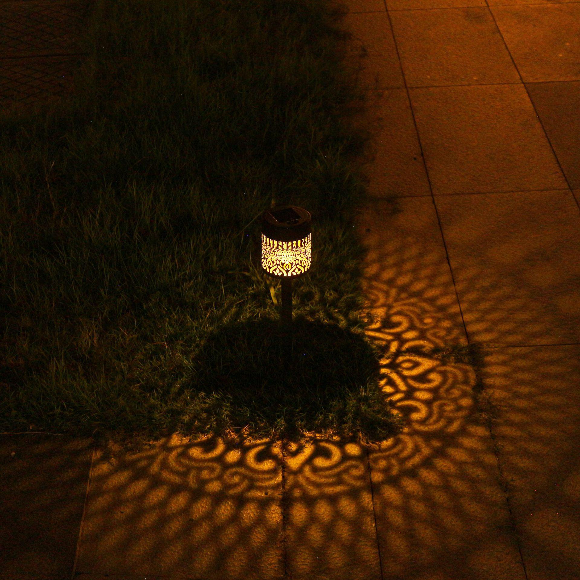 Solar-powered lawn lights, outdoor waterproof garden lights, hollow projection lights, ambient lights, garden decorative ground lights, popular mandala design