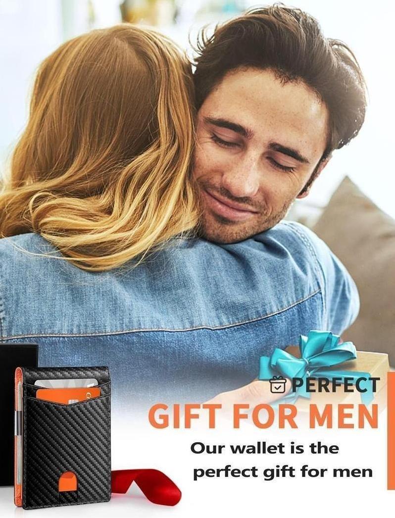 RFID Blocking Carbon Fiber Bifold Wallet - 2026 Minimalist Men's Wallet with Money Clip & Multiple Card Slots