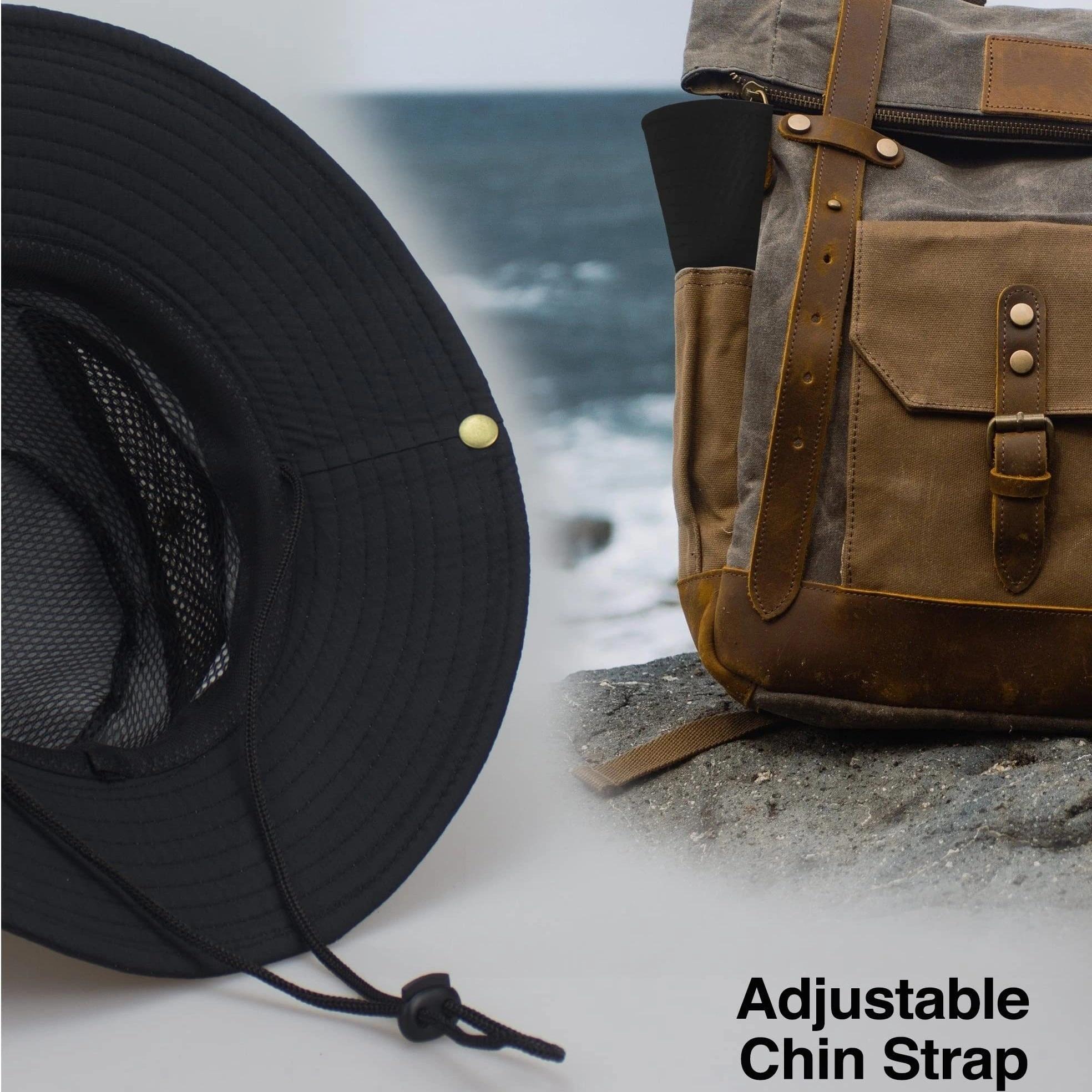 Men's Sun Hat Outdoor UPF50+ Mesh Wide Brim Bucket Safari Cap Foldable Waterproof Boonie Fishing Hats