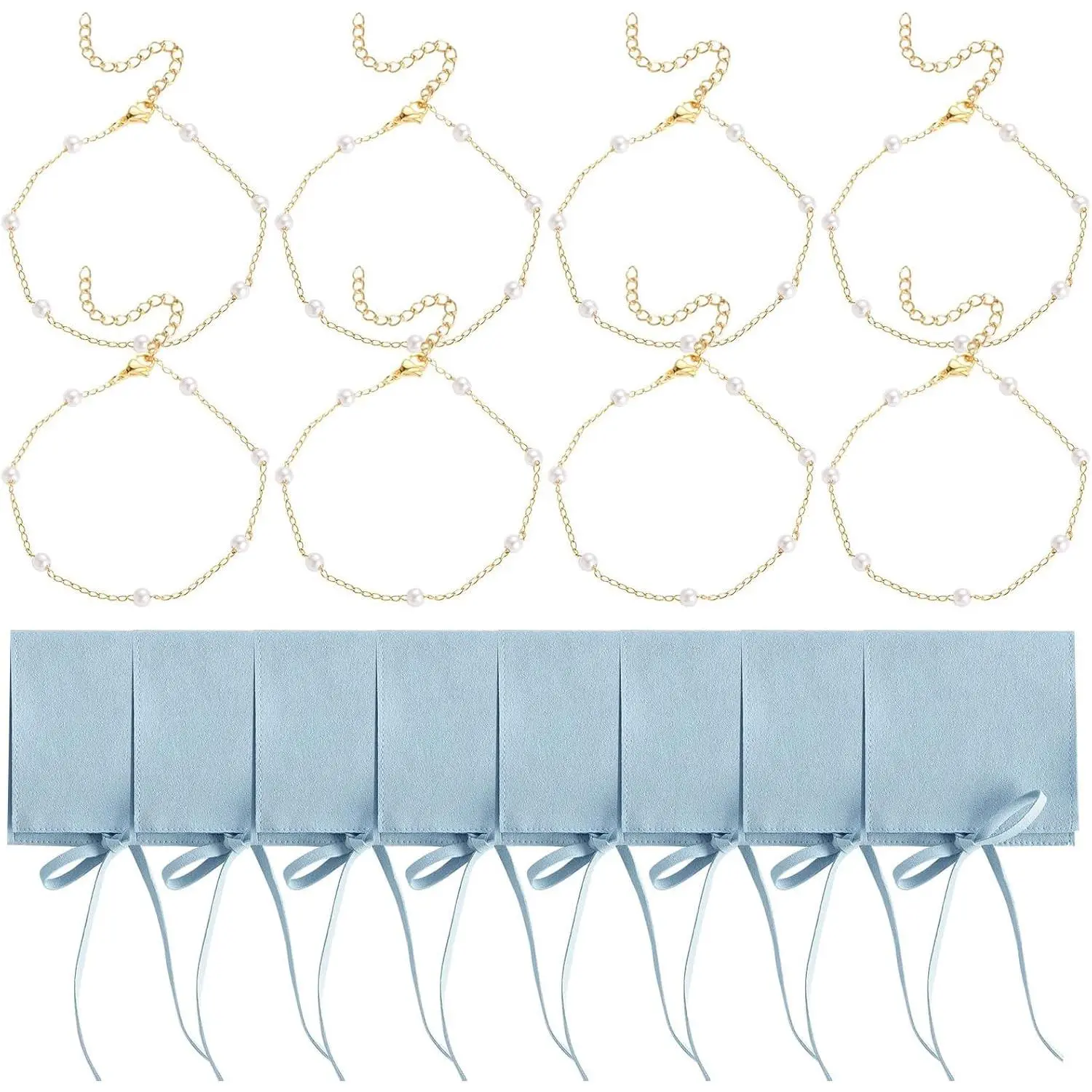 16 count  Bridesmaid Gifts, Bracelet Microfiber  Bag Pouch Set of 8,Bridesmaid Proposal Favor for Wedding Bridal Birthday Party