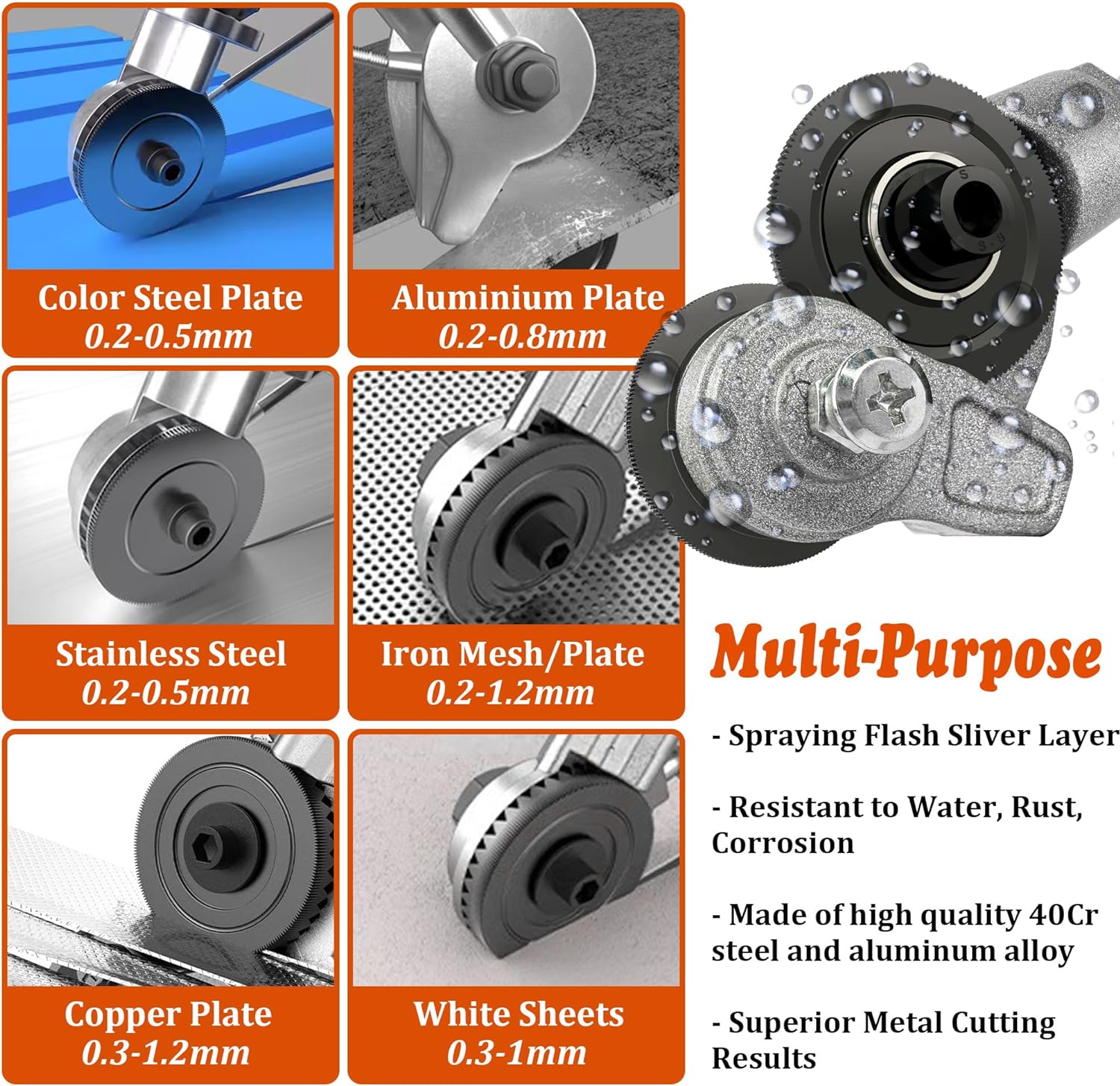 Sheet Metal Cutter Drill Attachment, Electric Drill Shears, Metal Nibbler Drill Attachment for Cutting Iron, White Sheet, Steel, Copper, Aluminum, Metal, Universal