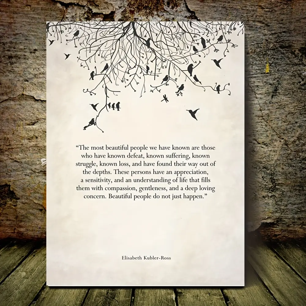 2D Flat, 1pc Framed Elisabeth  Quote Mental Health Awareness Poster -  Inspirational Wall Art with Bird & Branch Design, Canvas Print for Indoor/Outdoor Decor, Encouraging Gift for Women, 2D Flat