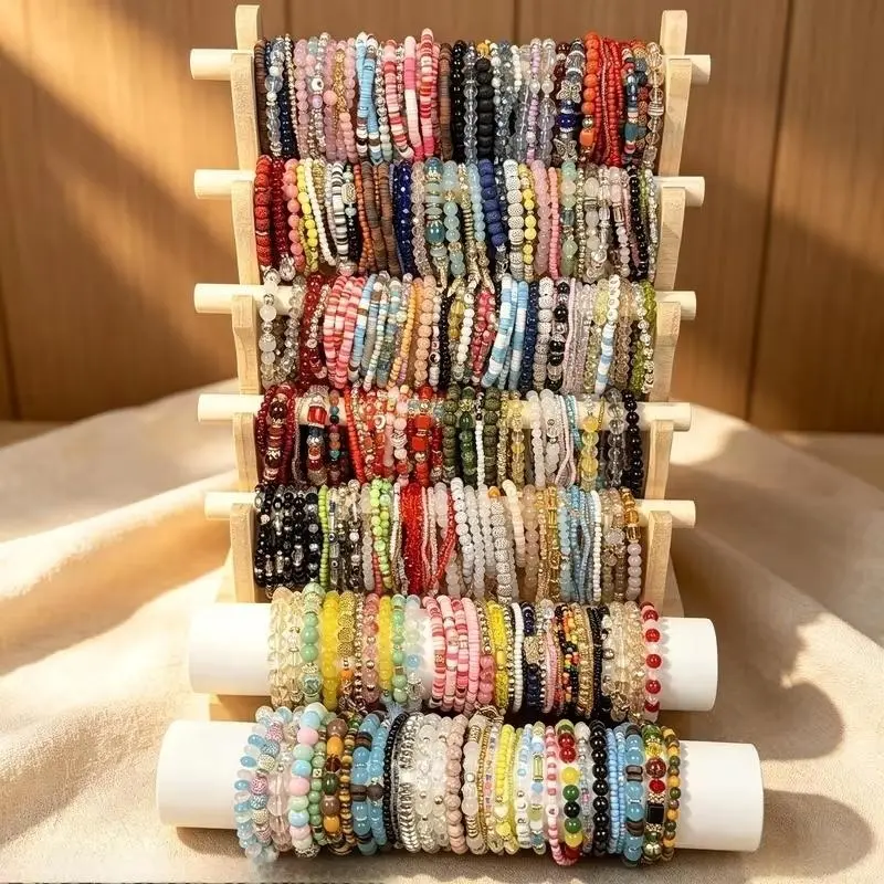 Halloween Christmas 12/24/33Pcs Bohemian Beaded Bracelet Set for Women & Multilayer Stackable Stretch Elastic Bands with Pastel & Vibrant Colors - Layered Bead Jewelry Gift for Beach Festival, Daily