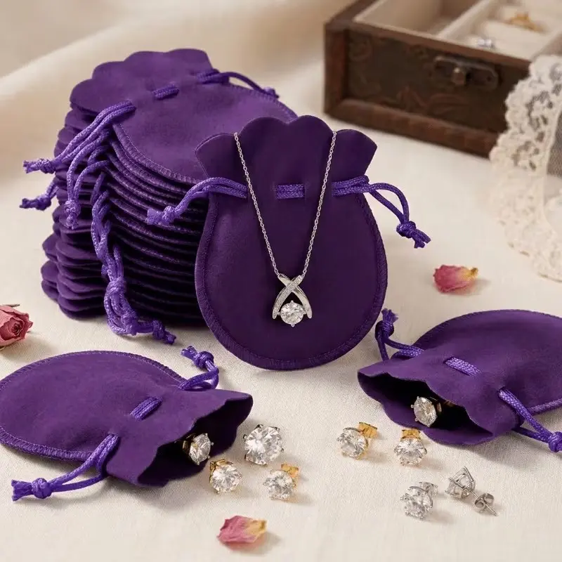 30 Velvet Jewelry Bags, Luxurious Soft Touch Gift Bags, Reusable Small Pouches for Necklaces, Bracelets, Earrings, Wedding Favors, Crystal DIY