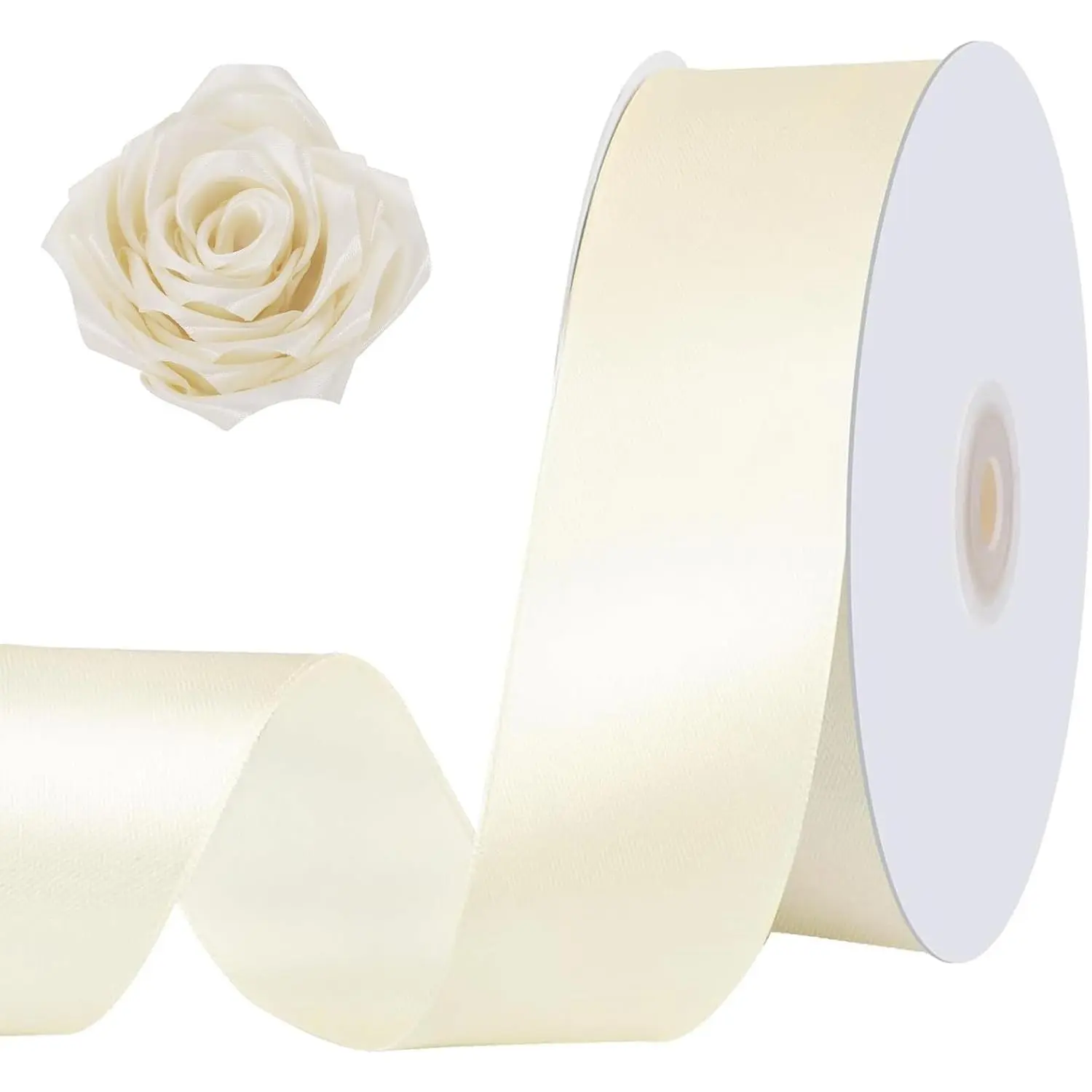 120 Yards Cream Ribbon 1 1/2 Inch Ivory Satin Ribbon Wedding Decor Ribbons for Bows DIY Crafts Flower Bouquet Party Birthday Home Decorations Gift Wrapping