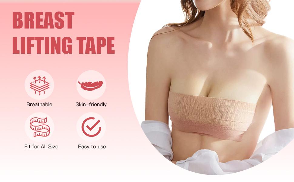 2-Piece Breast Lift Boob Tape Set with 10 Pasties, Invisible Body Bra Tape for Women