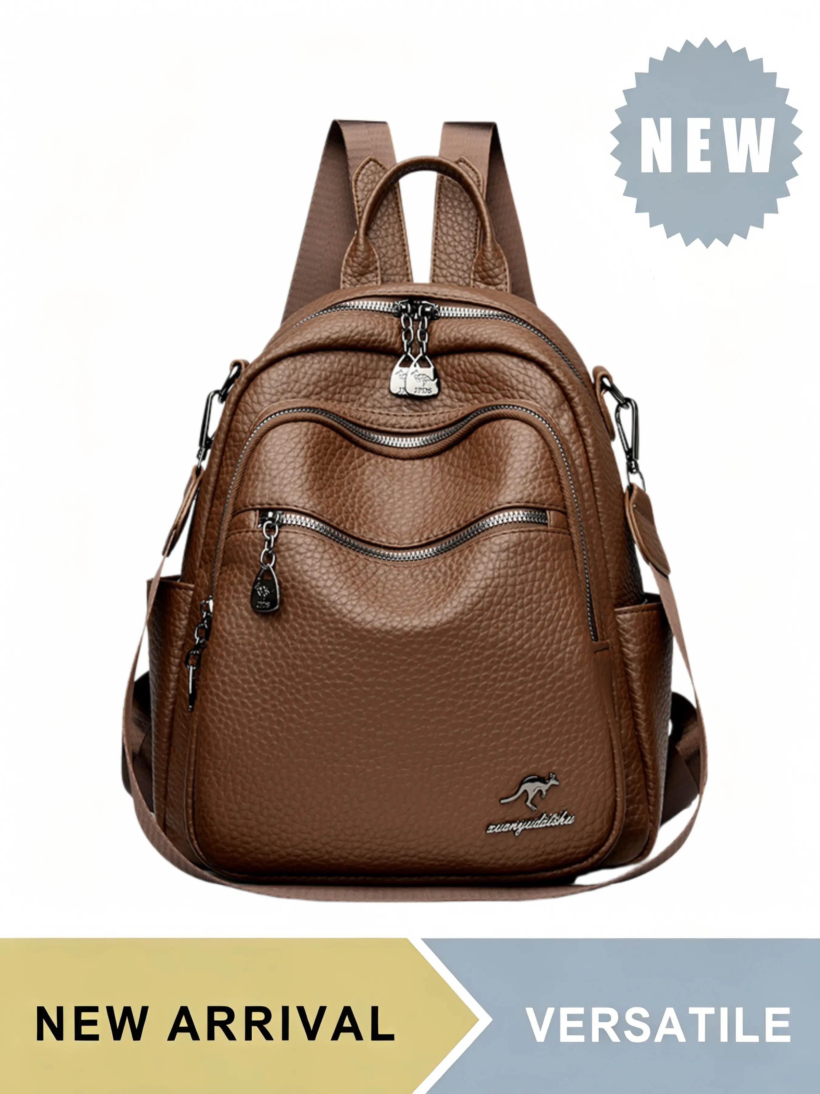 Women's Pebbled PU Leather Backpack Purse, Casual Daypack Backpacks, Large Capacity Multi-pocket Anti-theft Daypack with Adjustable Straps, Lightweight Shoulder Bag for Ladies, Multiple Colors Available, Daily Use Travel Outdoor Activities