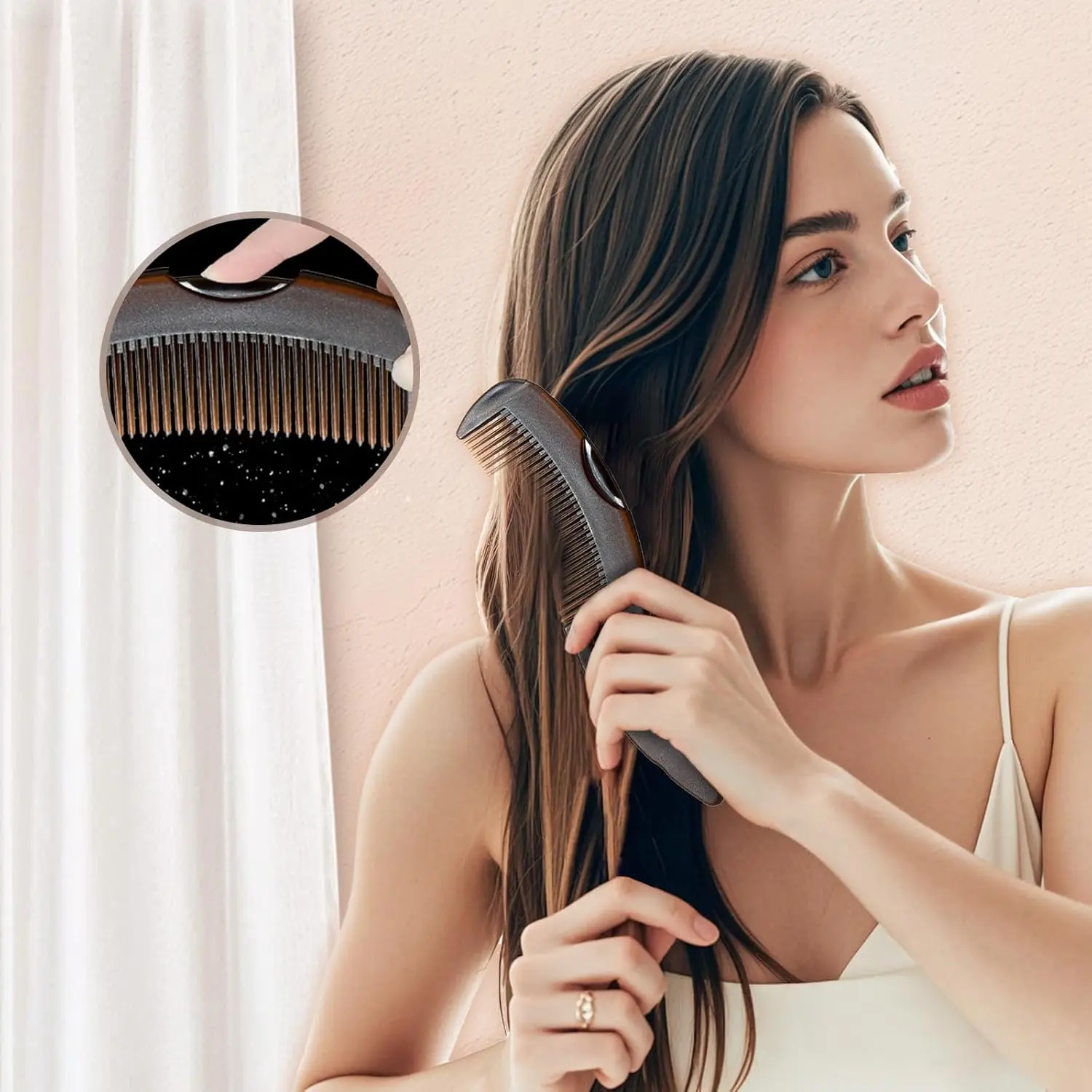 Anti-Dandruff Comb with Self-Cleaning Teeth and Massage Handle, Scalp Detox Brush for Women Men Kids, Removes Oil and Flakes