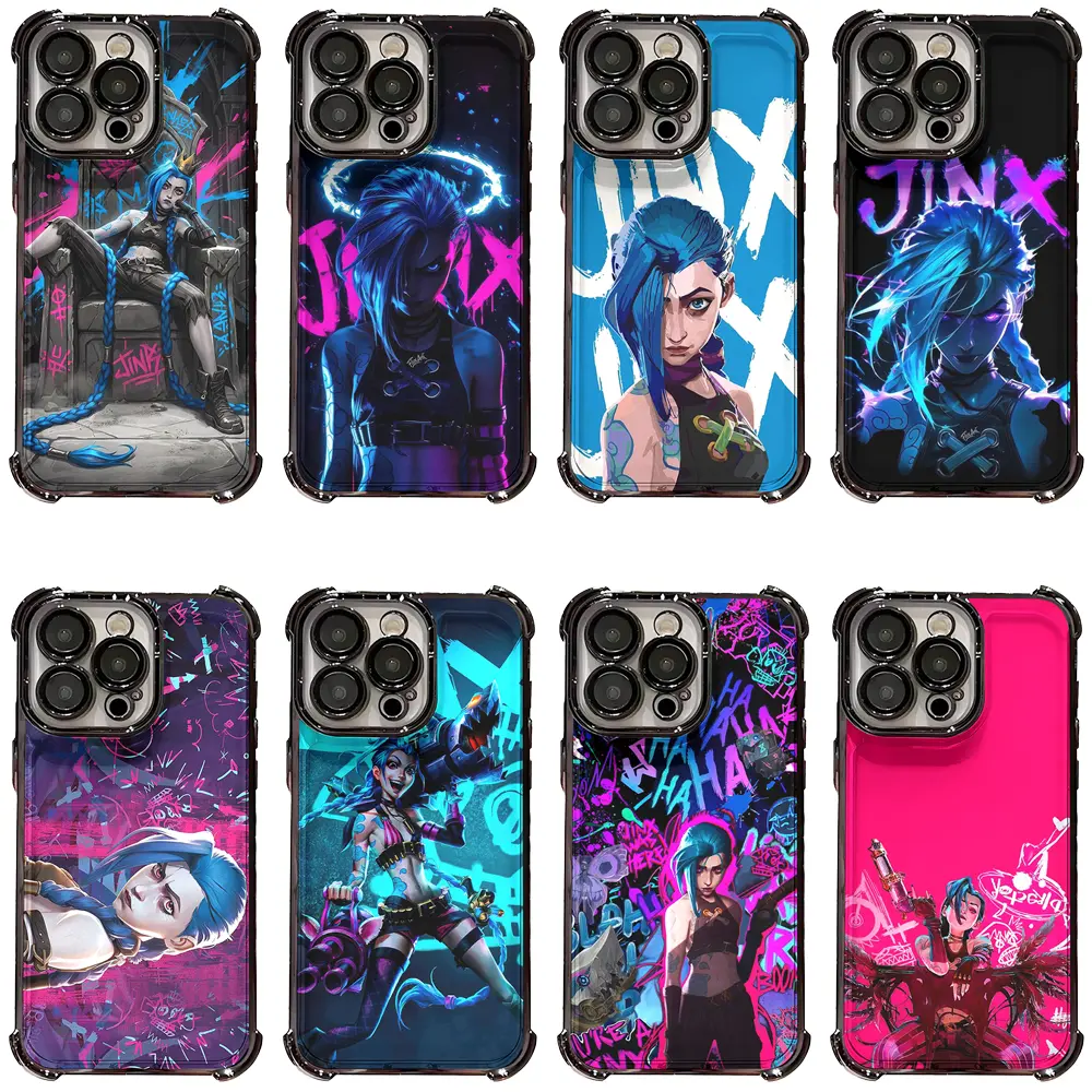 Arcane Jinx Graffiti Letter Neon Dark Background Punk Street Style Themed Anti-Scratch Phone Case Fits iPhone 17/16/15/14/13/12/11 Pro Max/Pro/Plus & Samsung S23/S24/S25/S26 Ultra/Plus Flagship Phones,Perfect for Daily Use & Holiday Gifting