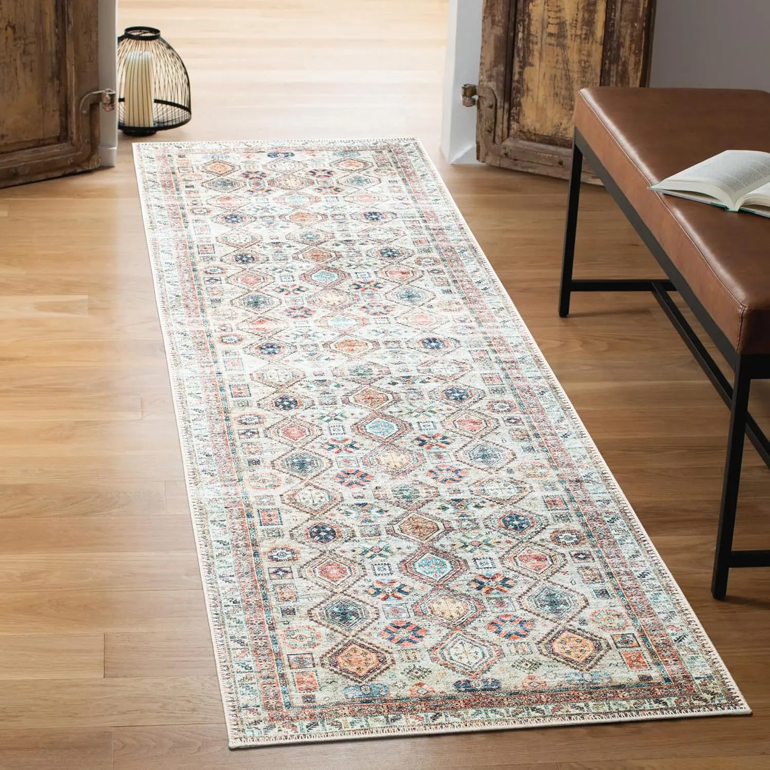 40×120cm/1.31’× 3.94‘Retro Bohemian Long Floor Mat, Crystal Velvet Bedroom Bedside Rug, Skin-Friendly Wear-Resistant Washable Easy-Care Doormat