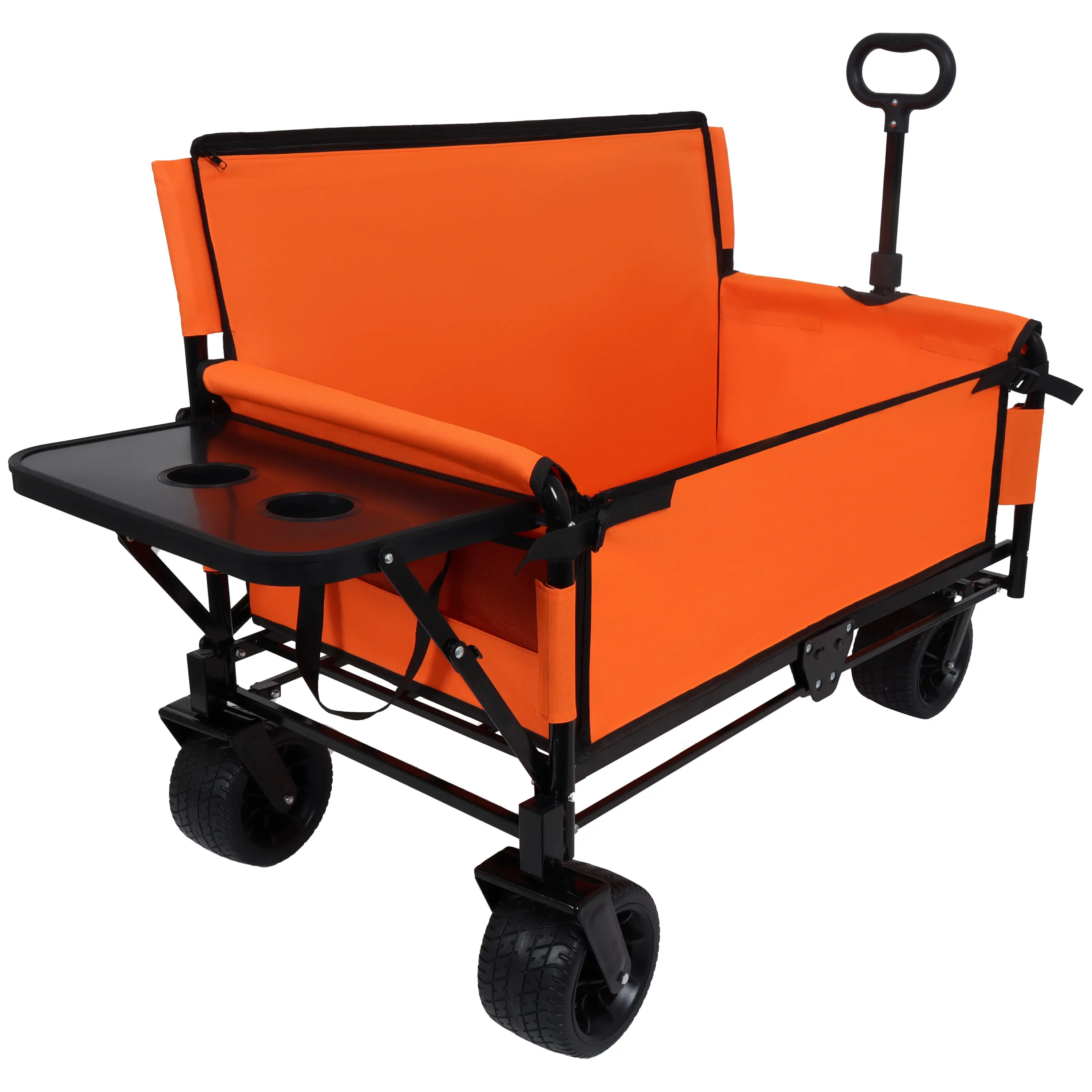 ARCH 3-in-1 Foldable Convertible Wagon Cart - 500 lbs Heavy-Duty Capacity Utility Wagon with Bench Seat, Rear-Mounted Folding Tabletop, 180L Storage, All-Terrain Wheels for Beach, Sports, Outdoor Tasks (Orange) Home Office Organizer