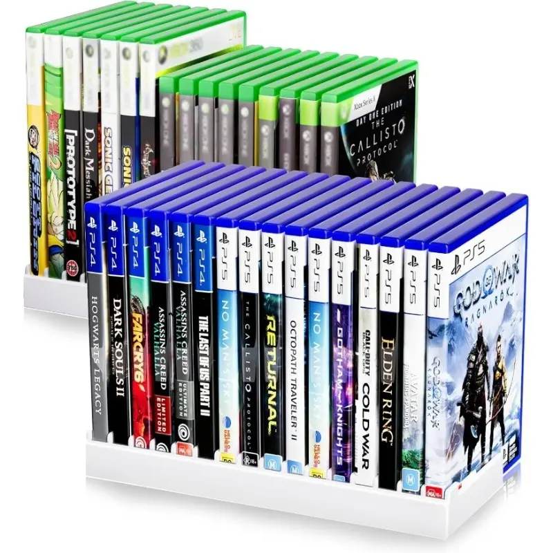 16-Slot Game Console Storage Rack for Ps4 Ps5 Xbox Series X and Switch, Space-Saving Vertical Display, High Strength Abs Material, Desktop Organizer for Modern Gaming Room
