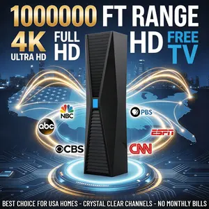 2026 Ultimate Upgraded Edition 1000000ft Long Range HD Digital Indoor TV Antenna, Support 4K 1080P UHF VHF, Compatible with Smart & Old TVs, Plug & Play Easy Installation, Includes 3pcs Exclusive Accessories Kit
