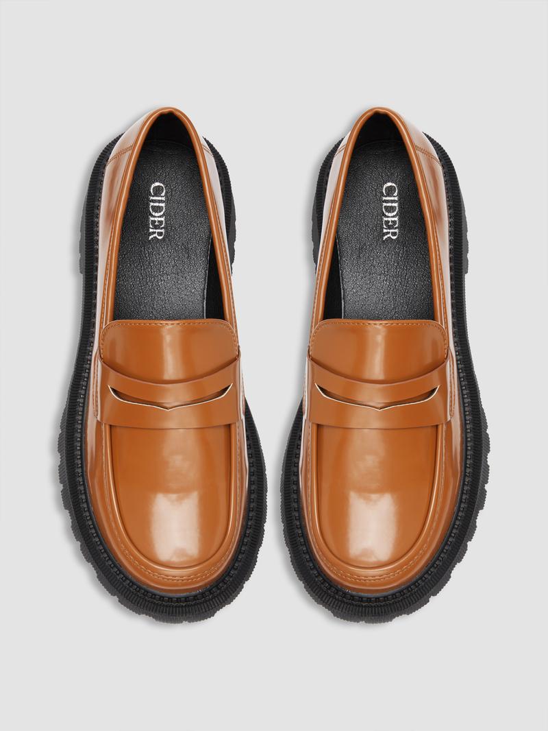 Cider [3 colors, size 36-41] Solid Patent Leather Loafers