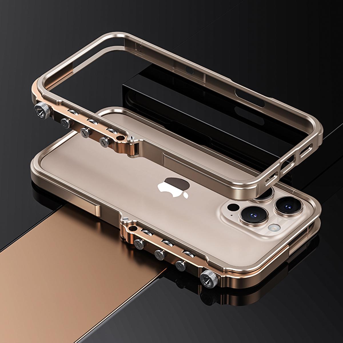 [Free !ship] Full Metal Bezel Bumper Case for iPhone 17 Pro Max16 Pro Max 17 Pro 16 Pro 16 15 14 13, Full-Frame Armor Aluminum Alloy Bumper No Back Cover, Punk armor style, Mechanical Screw Button Design, Minimalist Bare-Hand Feel Fit Lightweight