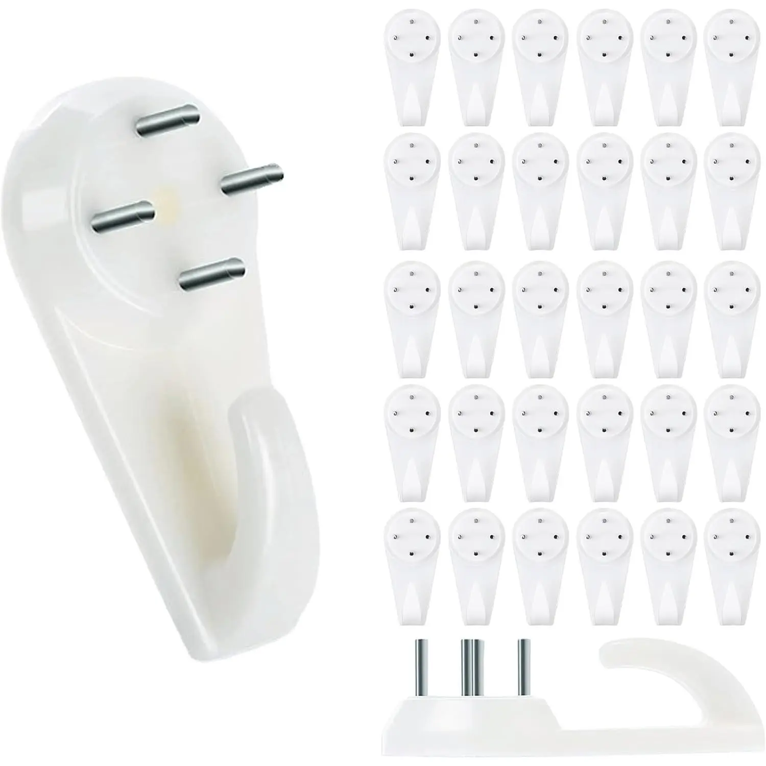 50 PCS 1.2 Inch Large Invisible Nail Hangers, Powerful Drywall Picture Hooks for Stucco Without Drilling, Traceless Hardwall Fasteners with Hook for Cinder Block Walls and Handrails