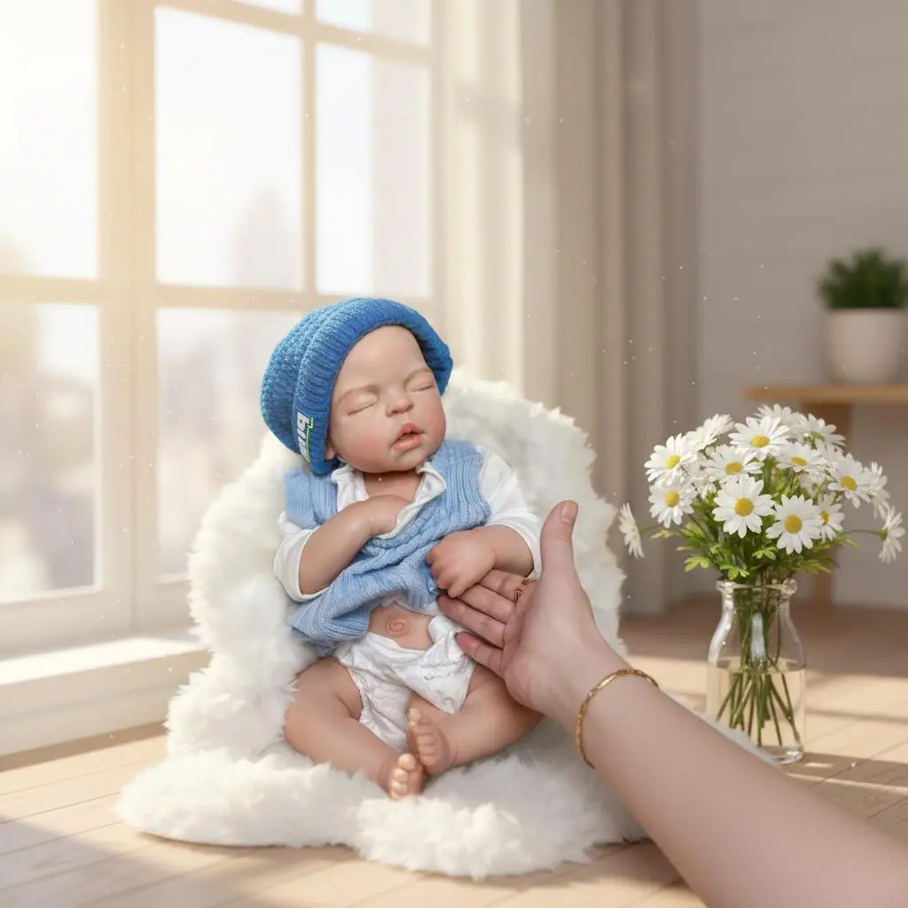 22 in Full Body Silicone Newborn Girl Doll, Realistic Sleeping Reborn Toy, Handcrafted, Waterproof & Bath Safe, Age 3+ for Nurturing Play