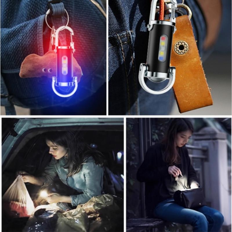 Multifunctional Keychain Flashlight, 1 Count Portable Waterproof Car Keychain Light with COB Side Light, Rechargeable Flashlight with 6 Lighting Modes