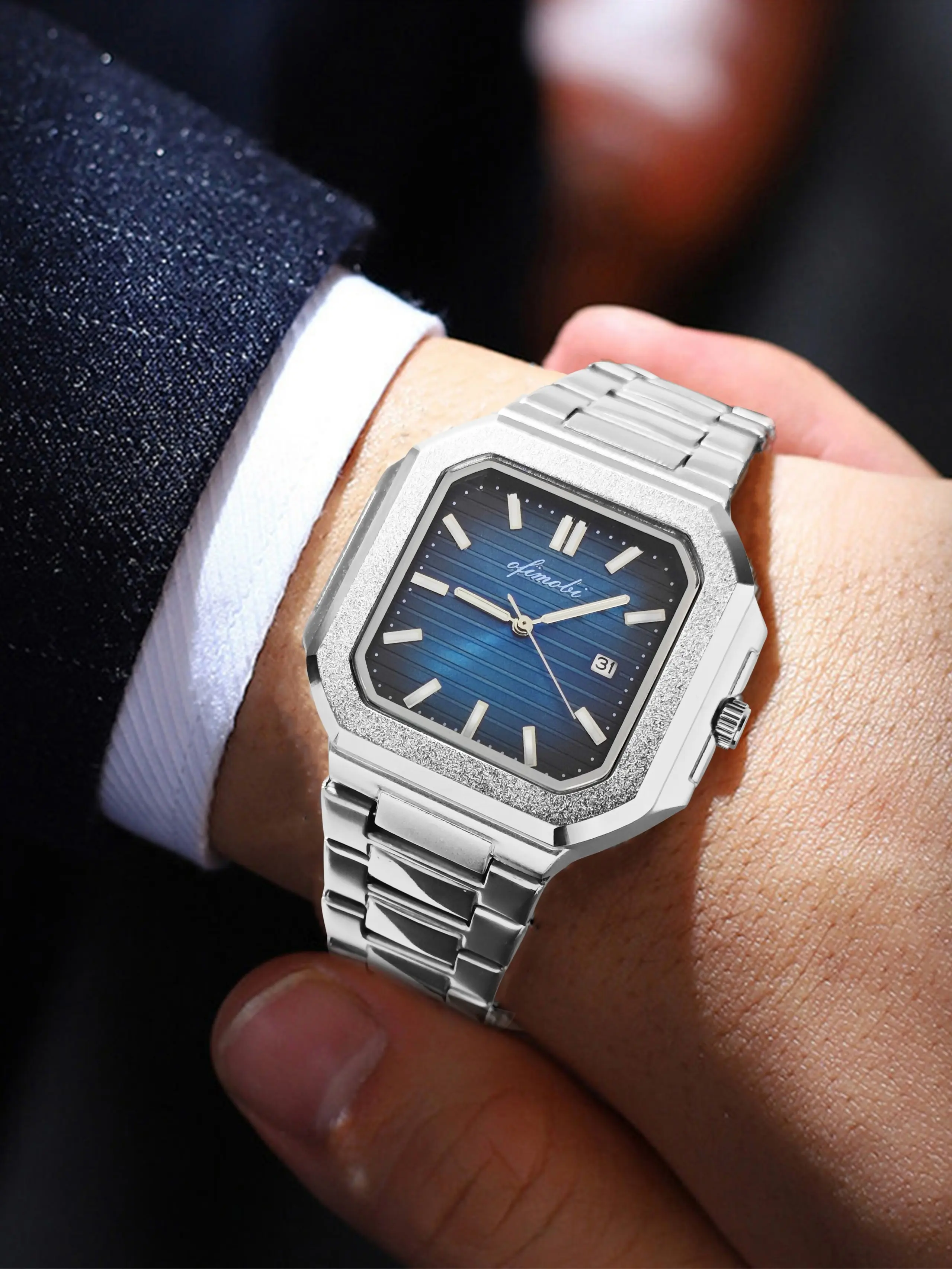 OFIMOBI Men's Analog Quartz Watch, Stainless Steel Military Style, Waterproof Business Classic Wristwatch with Date Feature, Business Quartz Watches