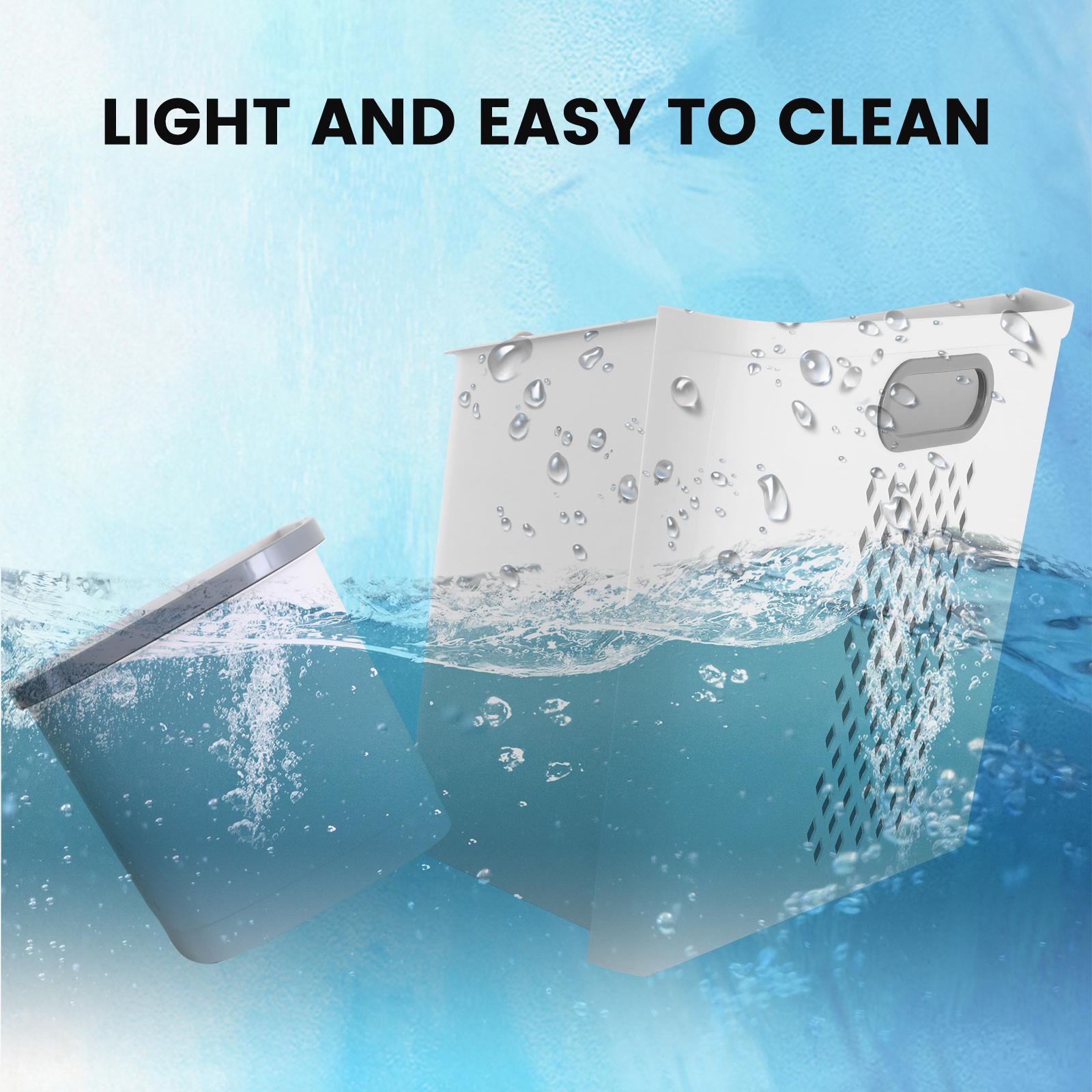 Removable Household Laundry Basket with Wheels, Bathroom Laundry Basket, 2-Layer Rolling Laundry Basket White