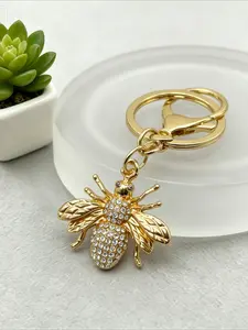 1PC Smalll Bee Key Ring Rhinestone Keychain Pendant Charm for Bag Key Accessories Gift for Friends