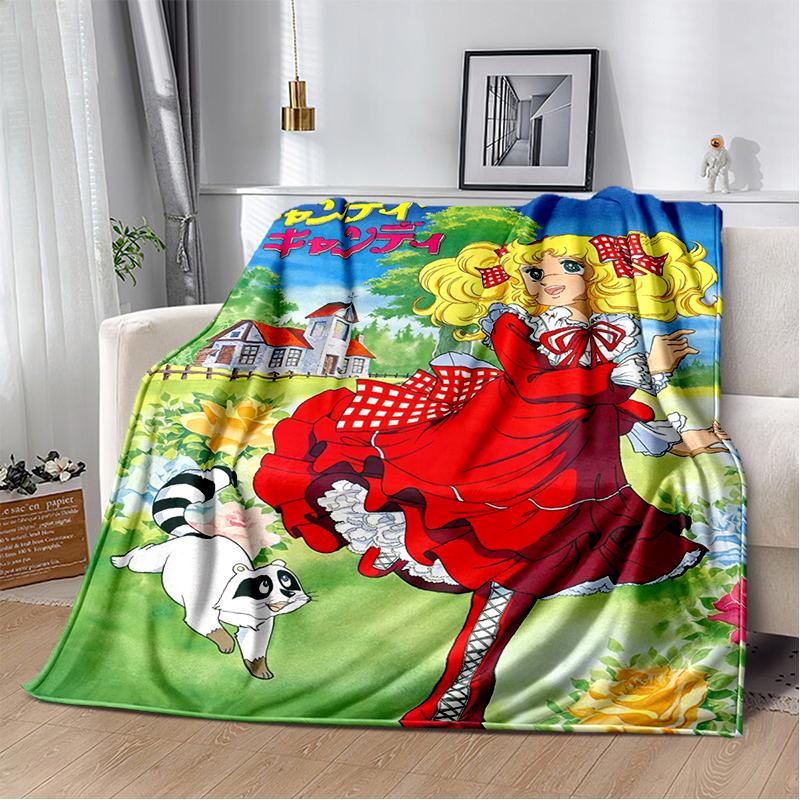 2025 New Style Candy Candy Girl Cartoon Anime Soft Plush Blanket,Flannel Throw Blanket Polyester Blanket for Living Room Bedroom Sofa Kid Gift