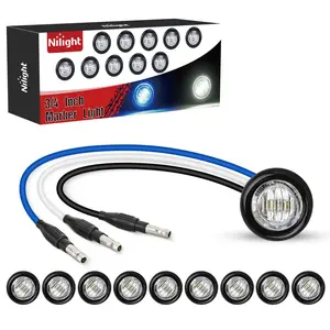 Nilight 3/4Inch Dual Color Marker Lights (10PCS, 4 SMD LED Beads), Blue to White Auxiliary Side Bullet Clearance Indicators, 3-Plug & 4.5mm Plugs, Black Wire, IP68 Waterproof for Trailer, Wranglers, Boats