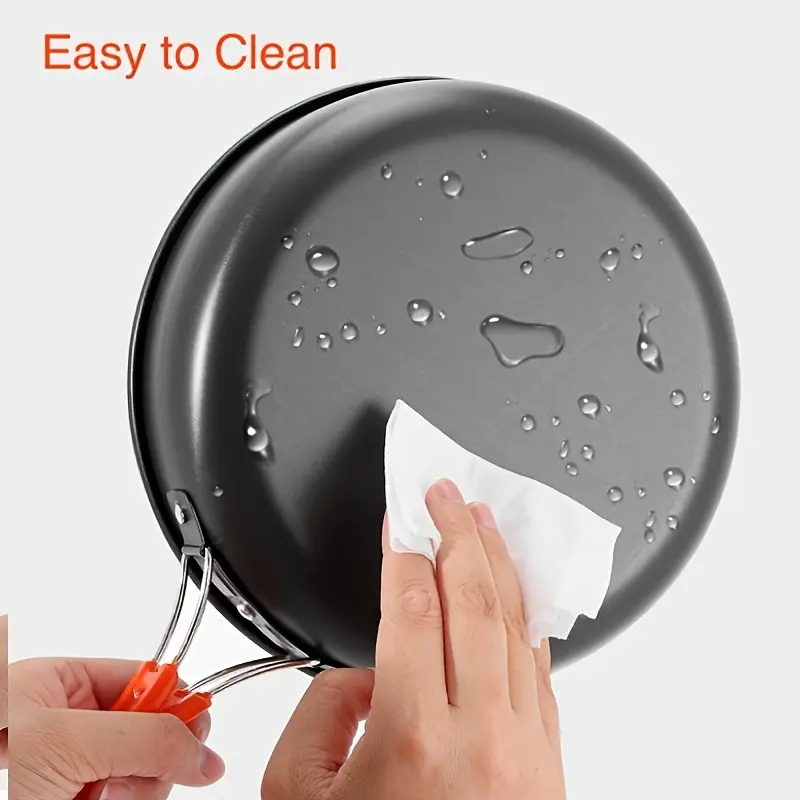 Ultra Portable Camping Cookware Set • Outdoor Cookware 3pcs Set • Camping Pot + Frying Pan + Kettle • Hiking Picnic Equipment • Portable Camping Cookware • Quick Disassembly and Storage