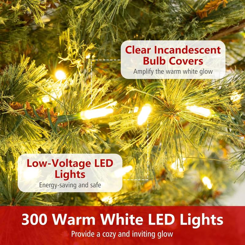 7 FT Pre-Lit Artificial Christmas Tree, Cashmere Xmas Tree with 502 ...