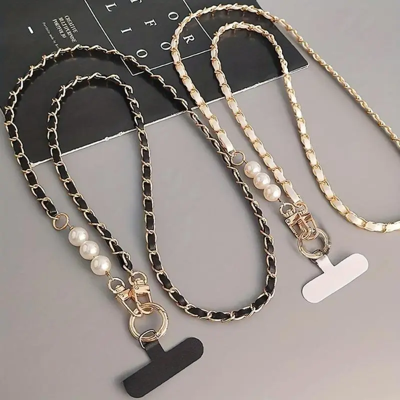 2026 Elegant Pearl Chain Phone Lanyard for Women, Universal Adjustable Neck-Shoulder Strap, Stylish All-Match Outdoor Smartphone Mobile Accessory