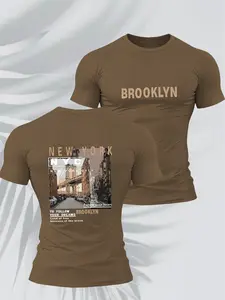 Unisex Trendy T-Shirt, Smooth Men's Fashion Round Neck Print Tee, Comfortable and Cool, Ideal for Casual Wear and Home Relaxation