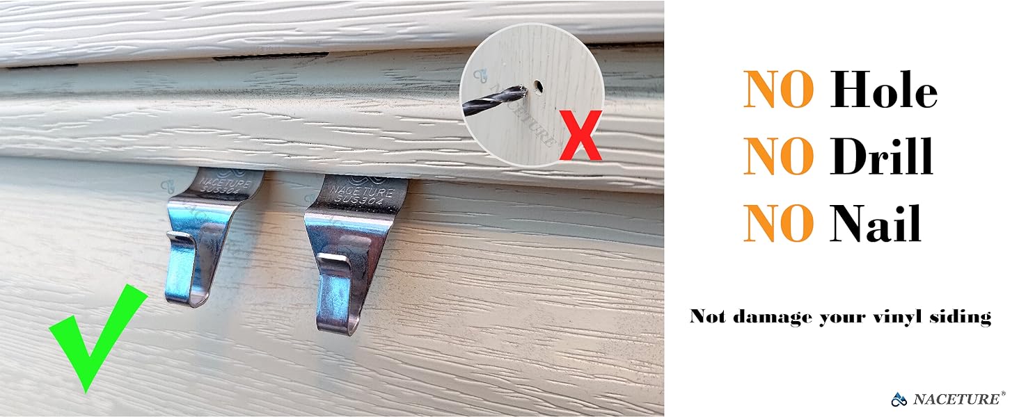 20 Pack Heavy Duty Vinyl Siding Hooks, No-Hole Siding Clips Hangers for Outdoor Patio, Wreath & Decor Hanging       Can these hooks be used on other surfaces besides vinyl siding? How many hooks are included in a pack? Are the hooks easy to install?