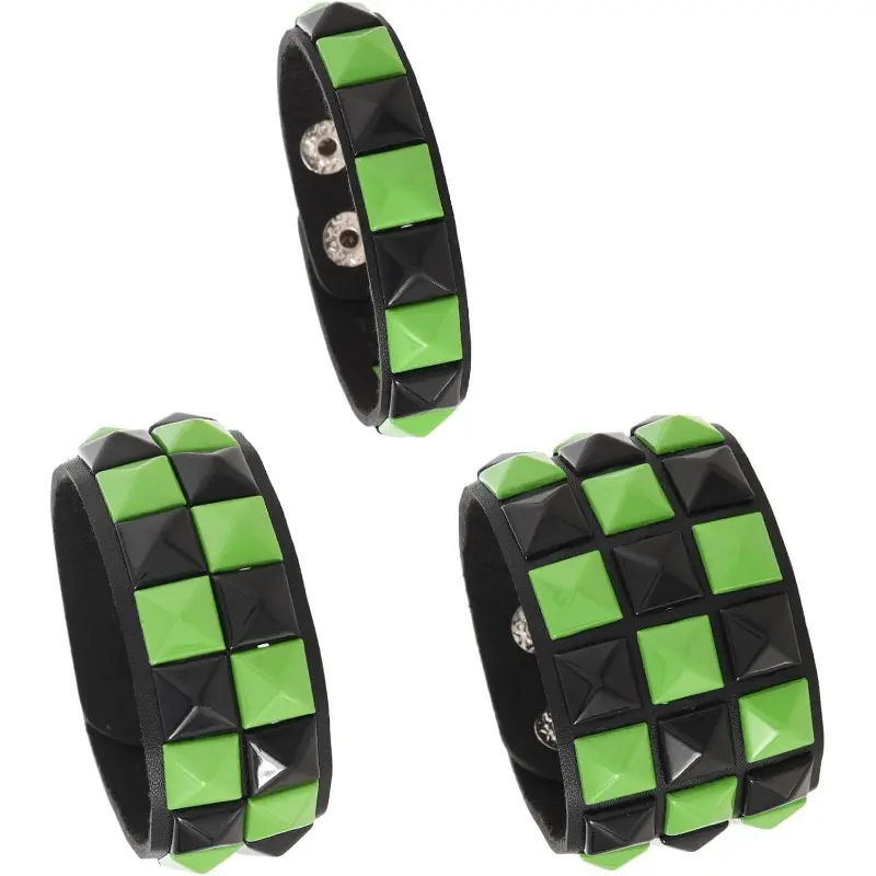 3Pcs Punk Bracelet Pu Leather Studded Bracelets Emo Bracelet Adjustable Goth Bracelets for Men Women